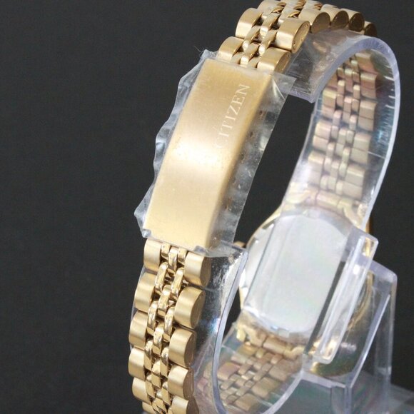 Citizen Ladies Classic Quartz Watch Crystal Bezel Gold Toone Black Dial 26mm main image 11